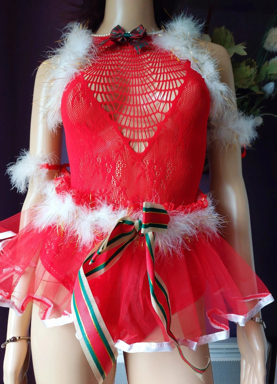 Conjunto de 5 peças de Natal com visual de menina do Papai Noel sexy – Tamanho único – photo 3